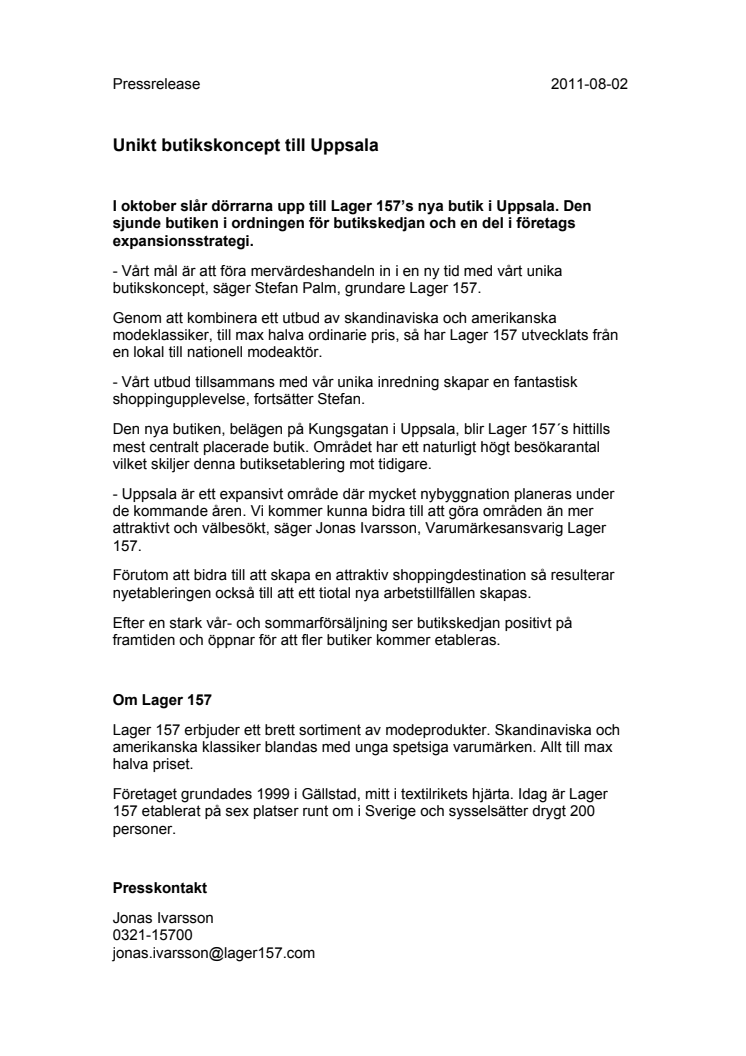 Lager 157 till Uppsala