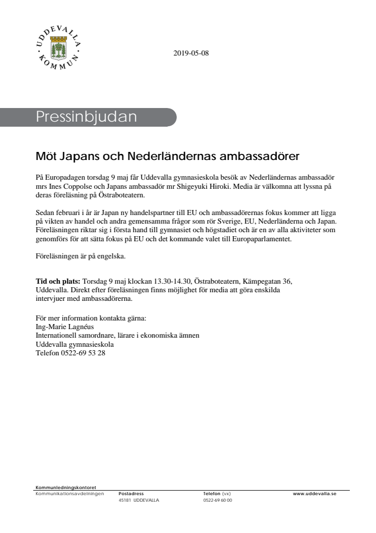 Möt Japans och Nederländernas ambassadörer 