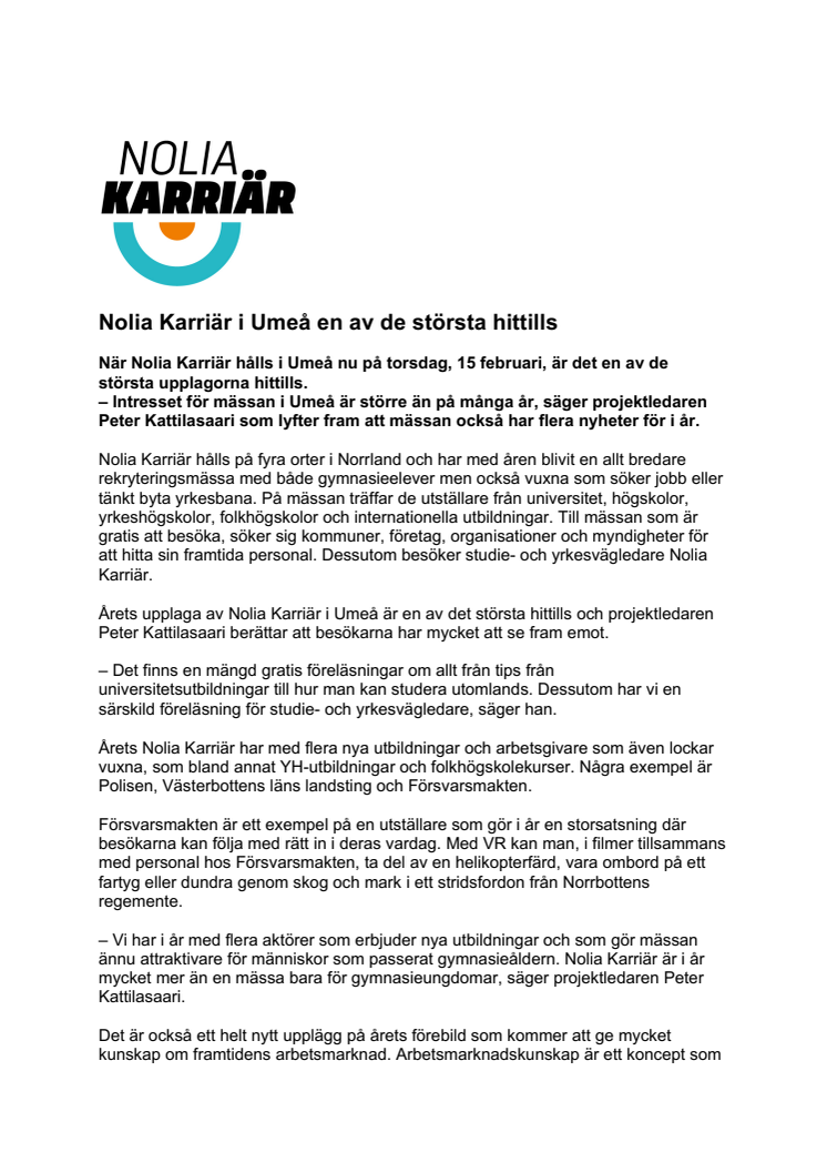 Nolia Karriär i Umeå en av de största hittills