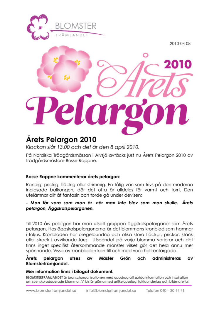 Årets Pelargon 2010