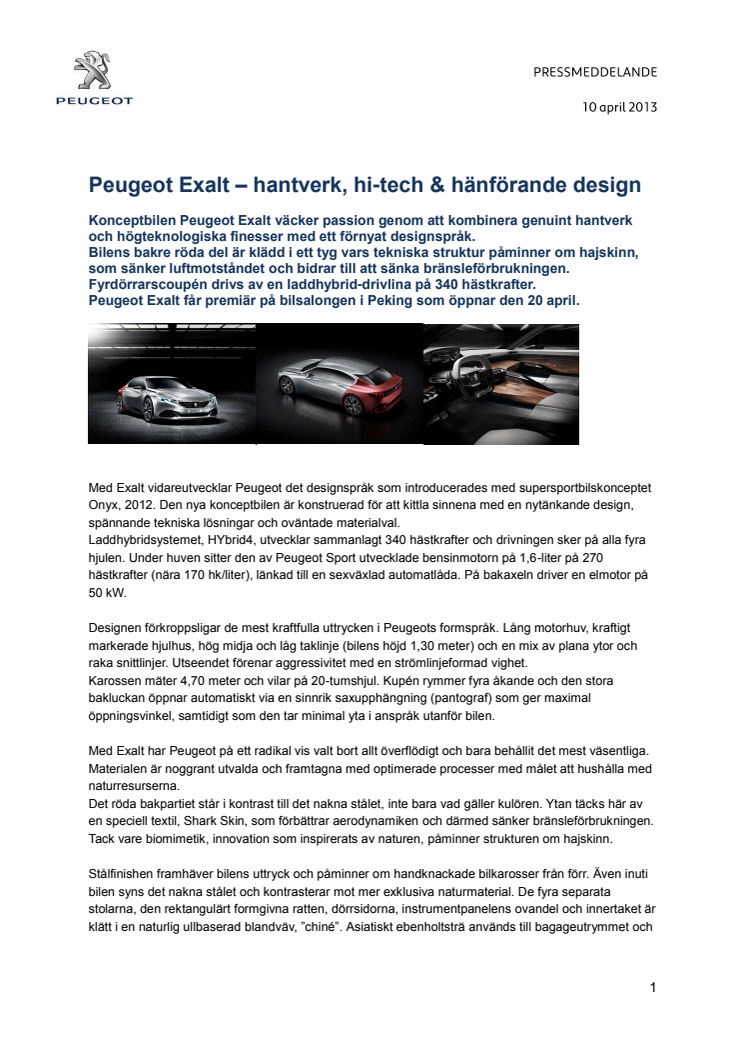 Peugeot Exalt – hantverk, hi-tech & hänförande design