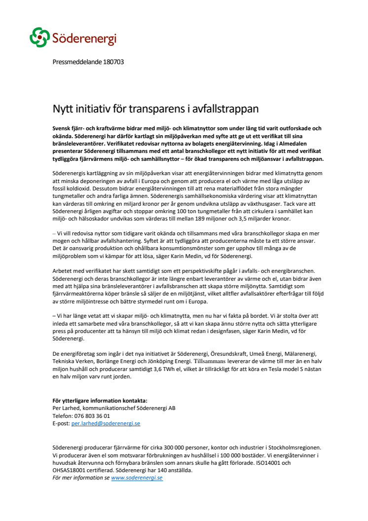 Nytt initiativ för transparens i avfallstrappan