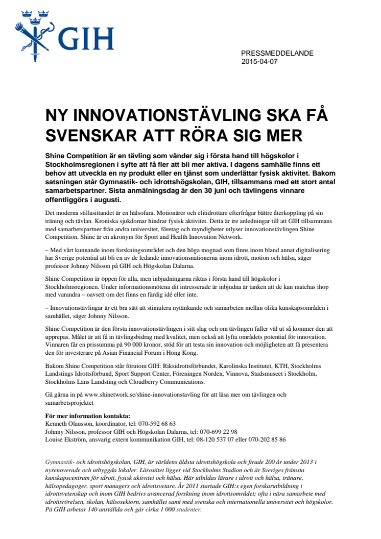Ny innovationstävling ska få svenskar att röra på sig mer
