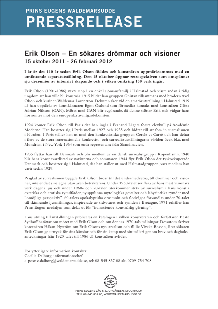 Erik Olson – En sökares drömmar och visioner 