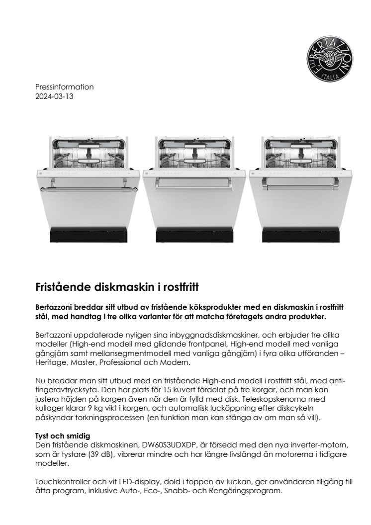 Fristående diskmaskin i rostfritt från Bertazzoni.pdf