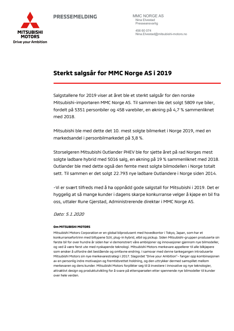 Sterkt salgsår for MMC Norge AS i 2019