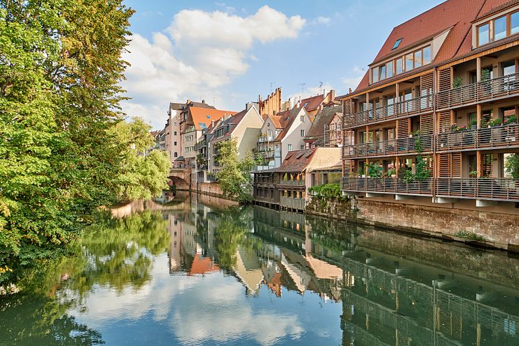 Nürnberg: Ved bredden Pegnitz ved Henkersteg