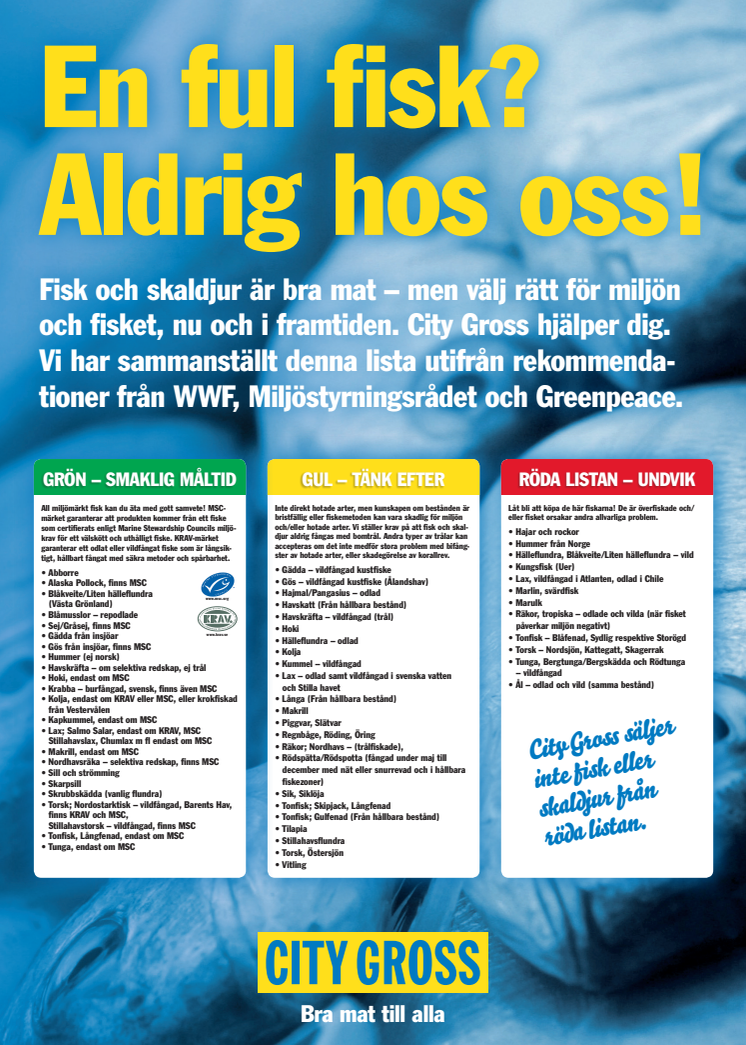 Guideline för hållbar fiskhantering City Gross