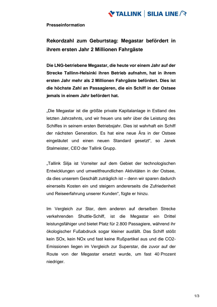 Rekordzahl zum Geburtstag: Megastar befördert in ihrem ersten Jahr 2 Millionen Fahrgäste