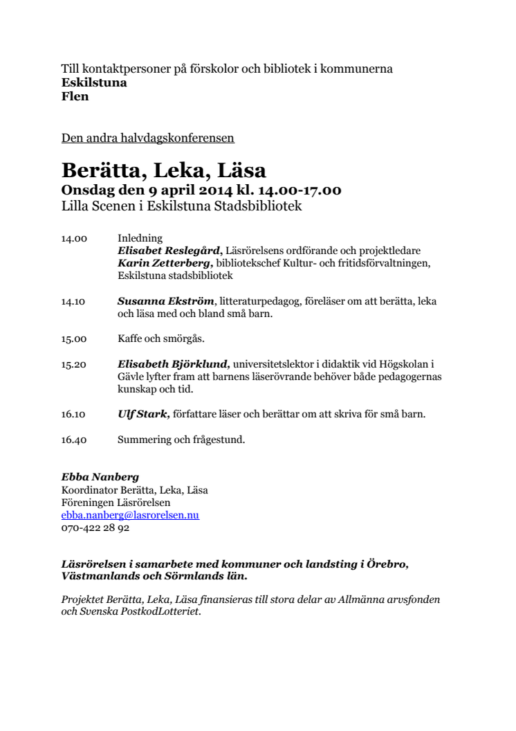 Inspirationskonferens 9 april Eskilstuna