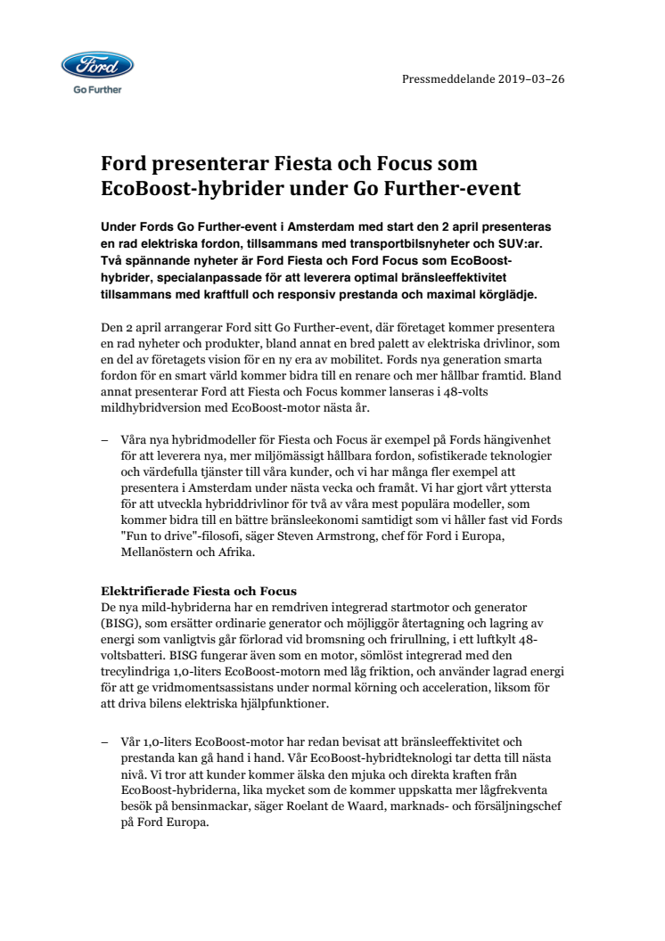 Ford presenterar Fiesta och Focus som EcoBoost-hybrider under Go Further-event 