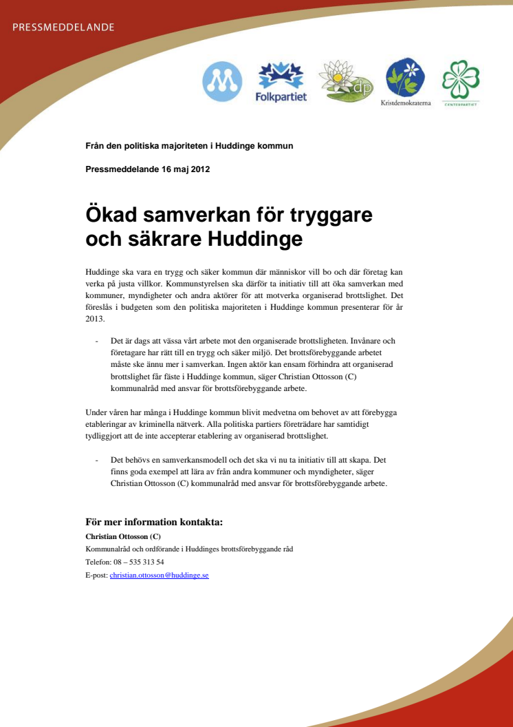 Ökad samverkan för tryggare och säkrare Huddinge