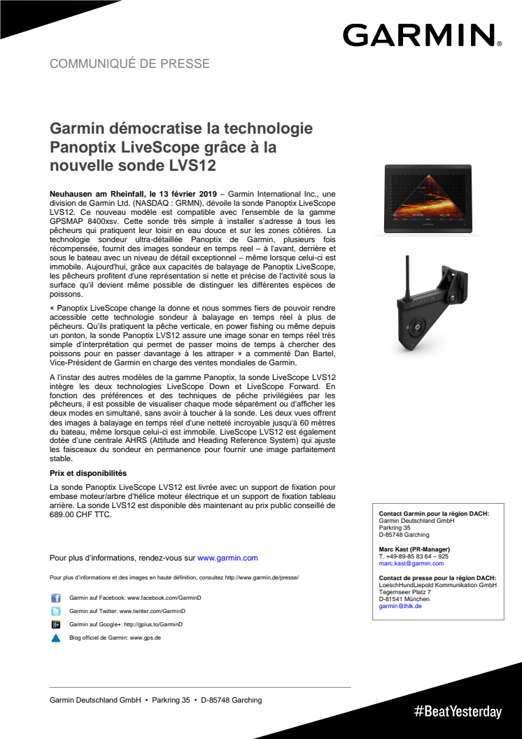 Garmin démocratise la technologie Panoptix LiveScope grâce à la nouvelle sonde LVS12