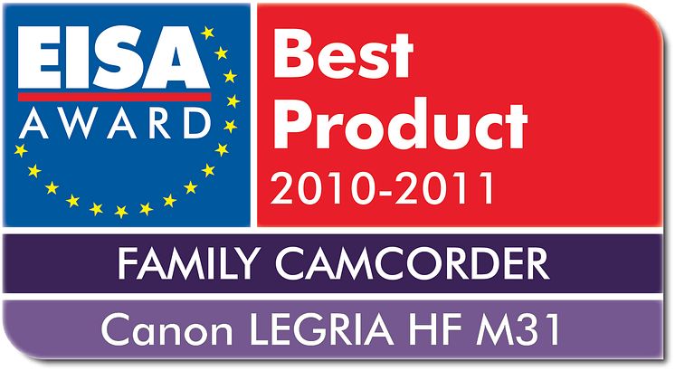 EISA Award Bästa europeiska familjevideokamera 2010-2011: Canon LEGRIA HF M31 
