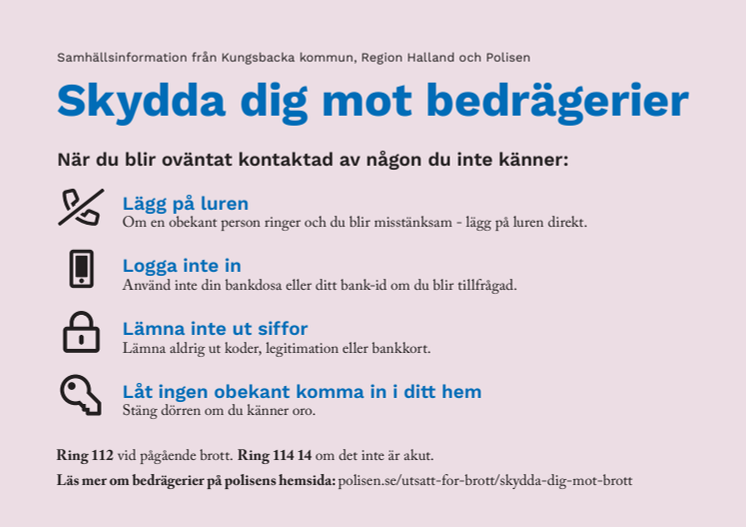 Vykort om skydd mot bedrägerier