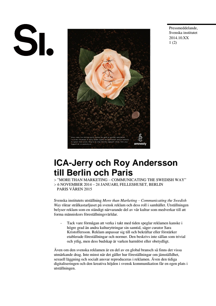 ICA-Jerry och Roy Andersson till Berlin och Paris
