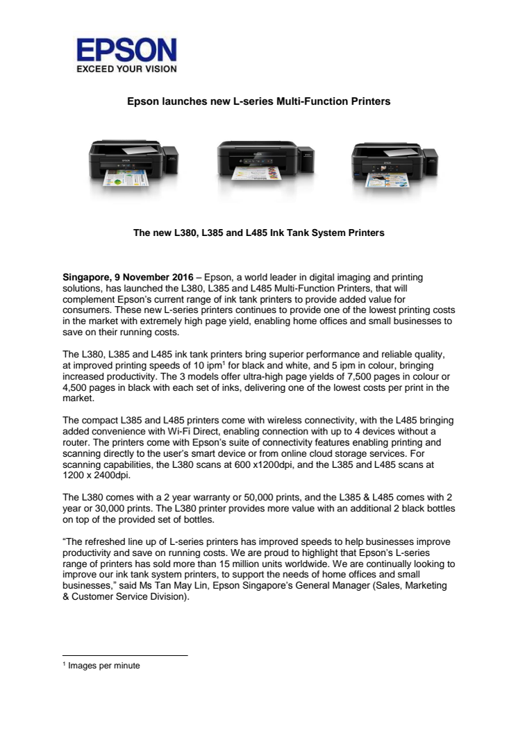 Epson launches new L-series Multi-Function Printers