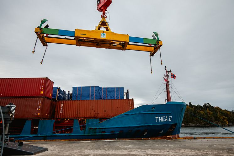 First container delivery port of Arendal 23.10.23