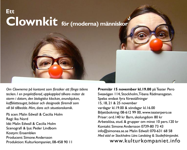  Ett clownkit för (moderna ) människor- gästspel på Teater Pero