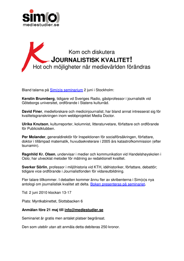 Talare på Sim(o)s kvalitetsseminarium