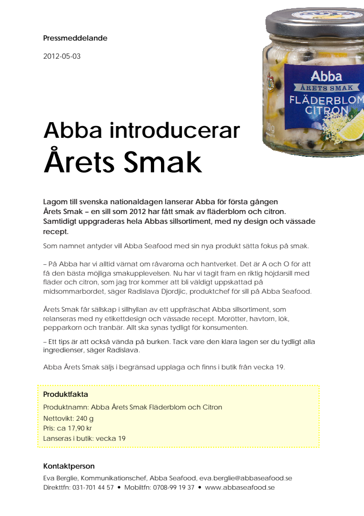 Abba introducerar Årets Smak