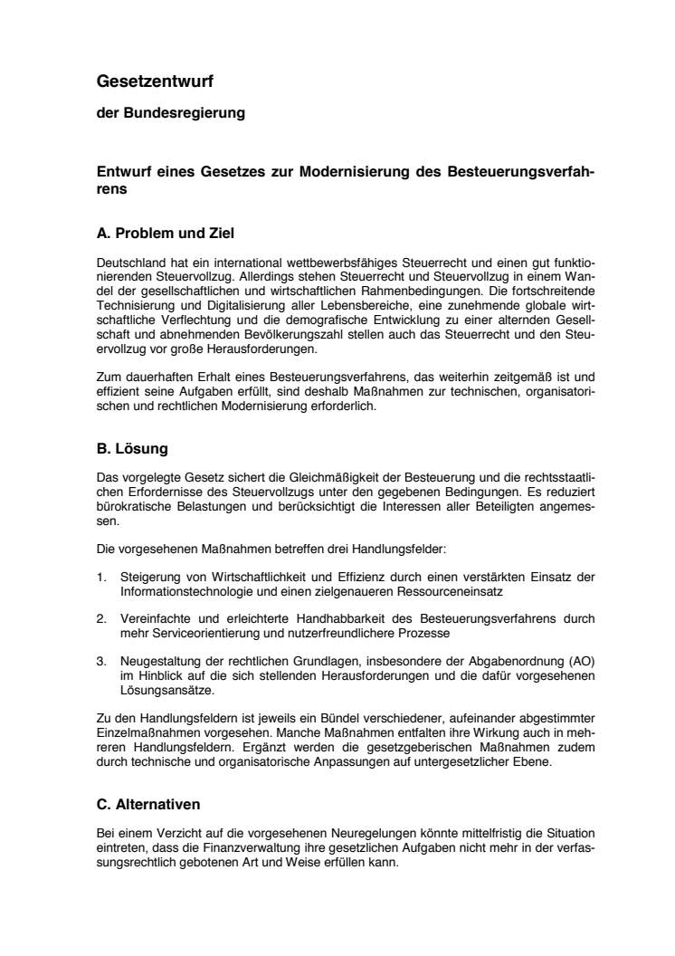 Finanzverwaltung 4.0 - Modernisierung des Besteuerungsverfahrens 