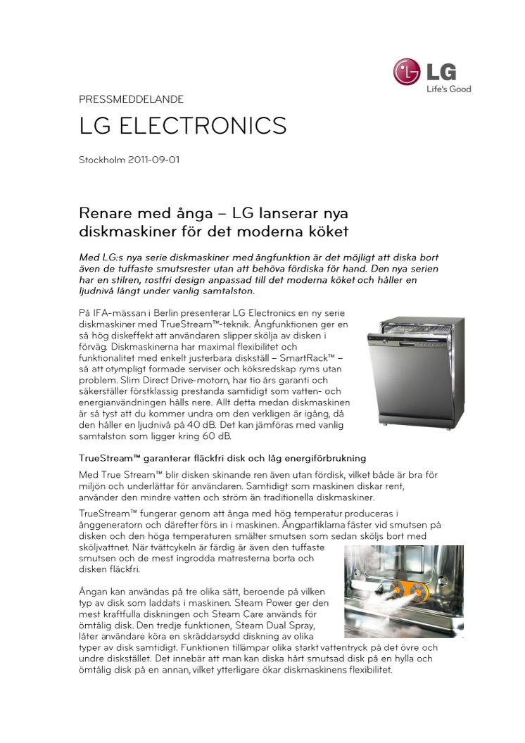 Renare med ånga – LG lanserar nya diskmaskiner för det moderna köket