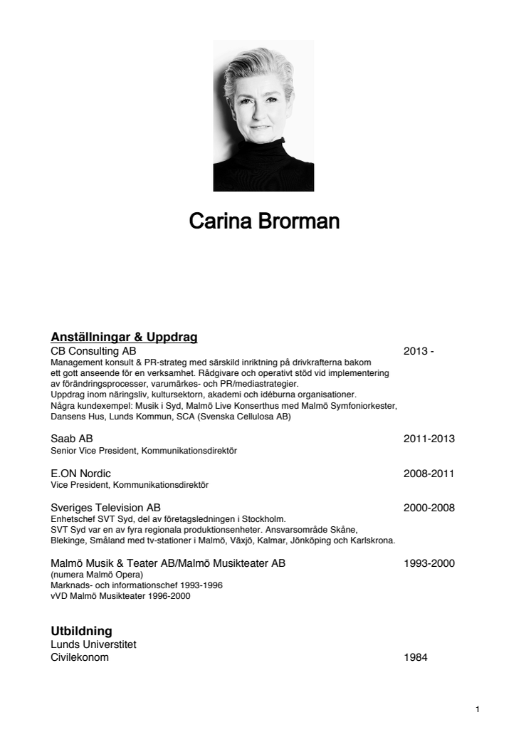 CV Carina Brorman