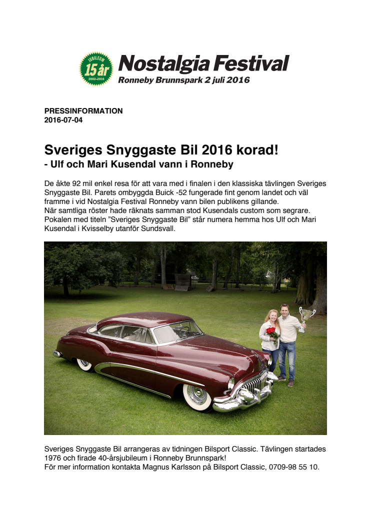 Sveriges Snyggaste Bil 2016 korad!