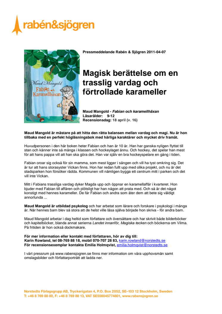 Magiska karameller och trasslig vardag i ny bok av Maud Mangold!