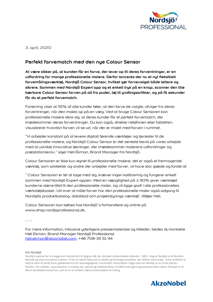 Perfekt farvematch med den nye Colour Sensor