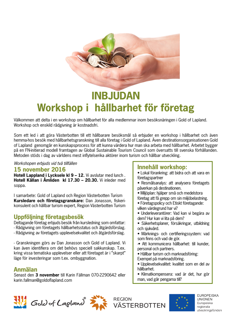 Inbjudan workshop i hållbart för företag