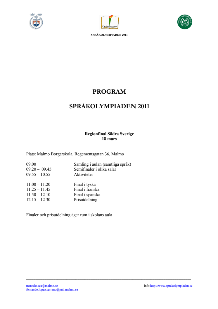 Program för regionfinal i Språkolympiaden