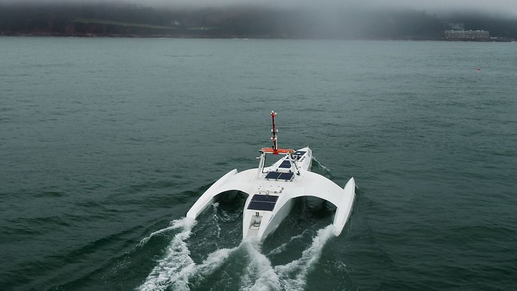 Hi-res image - Fisher Panda UK - The Mayflower Autonomous Ship (MAS), powered by Fischer Panda UK’s electric drive system and generators, in sea trials earlier this year