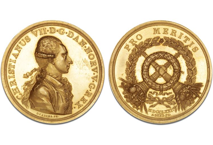 Medaljen for Ædel Daad / Pro Meritis, 1771. Vurdering: 50.000 kr. 