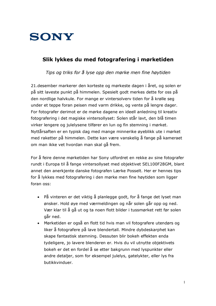 Slik lykkes du med fotografering i mørketiden