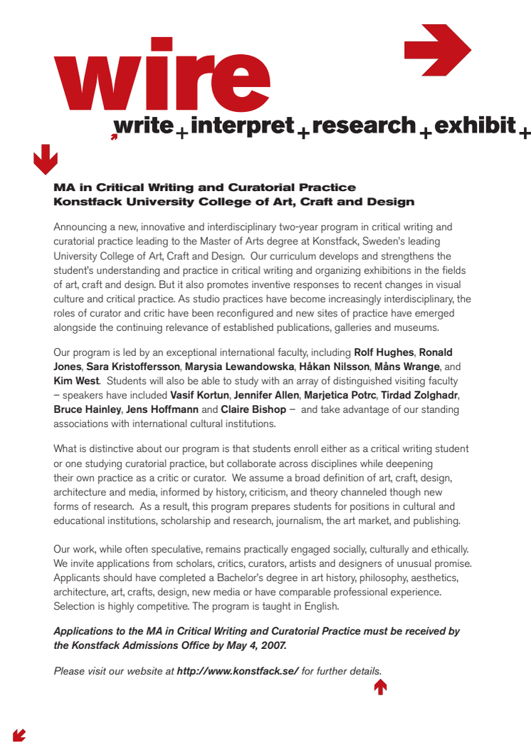 MA in Critical Writing and Curatorial Practice