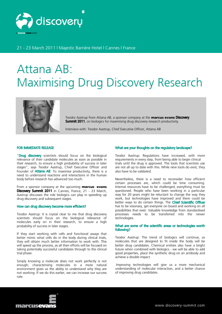 Maximising Drug Discovery Research- Interview with Attana CEO, Teodor Aastrup