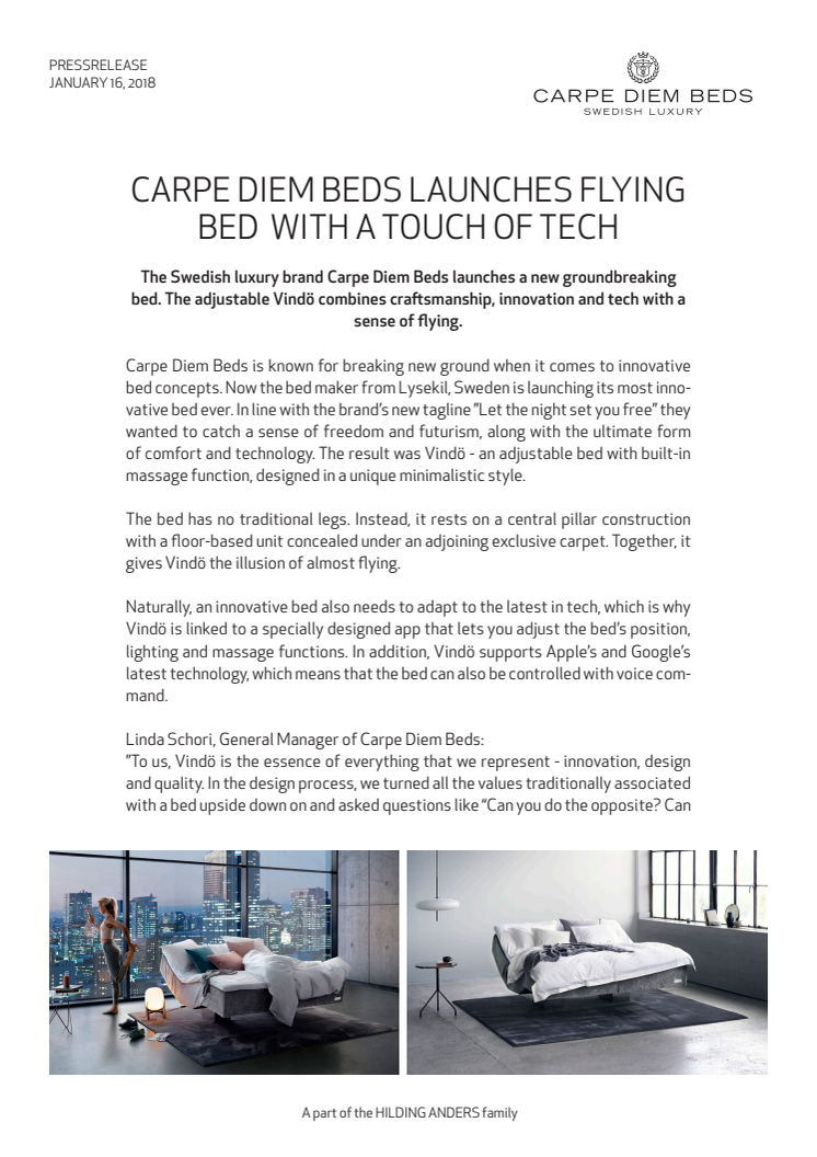 Carpe Diem Beds Launches Flying Bed With a Touch of Tech