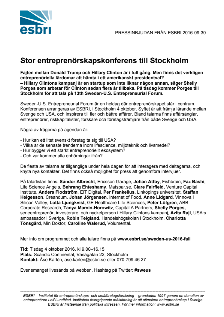 Stor entreprenörskapskonferens till Stockholm