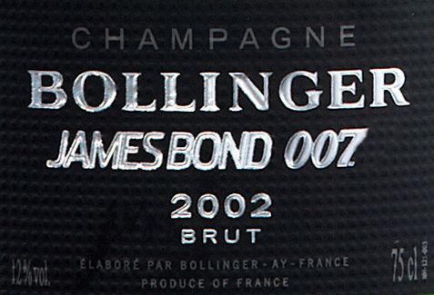 Specialutgåva James Bond Bollinger "002 for 007" etikett utan pistol