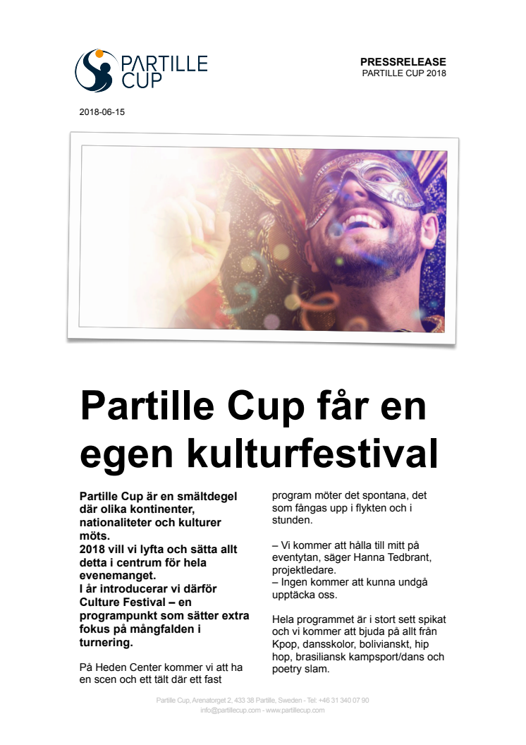 Partille Cup får en egen kulturfestival