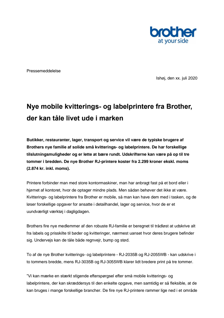 Nye mobile kvitterings- og labelprintere fra Brother, der kan tåle livet ude i marken