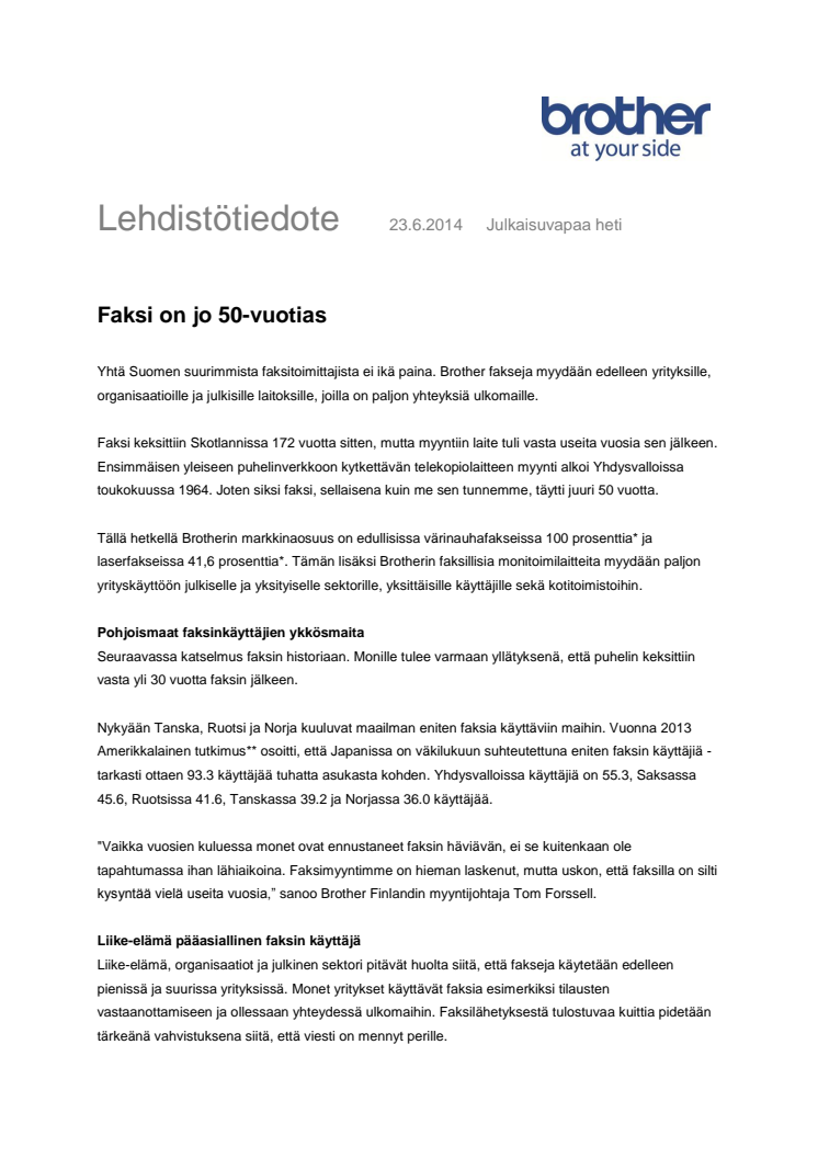 Faksi on jo 50-vuotias