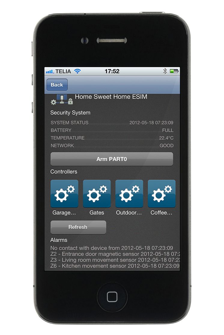 App för övervakning och fjärrstyrning