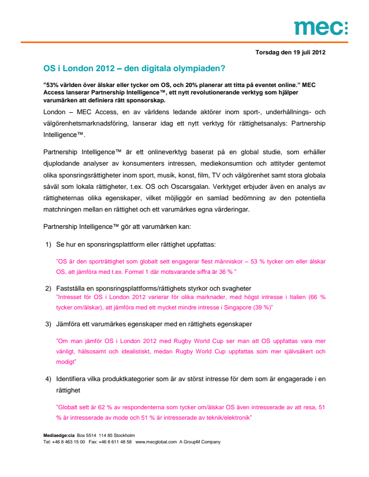 OS i London 2012 – den digitala olympiaden?