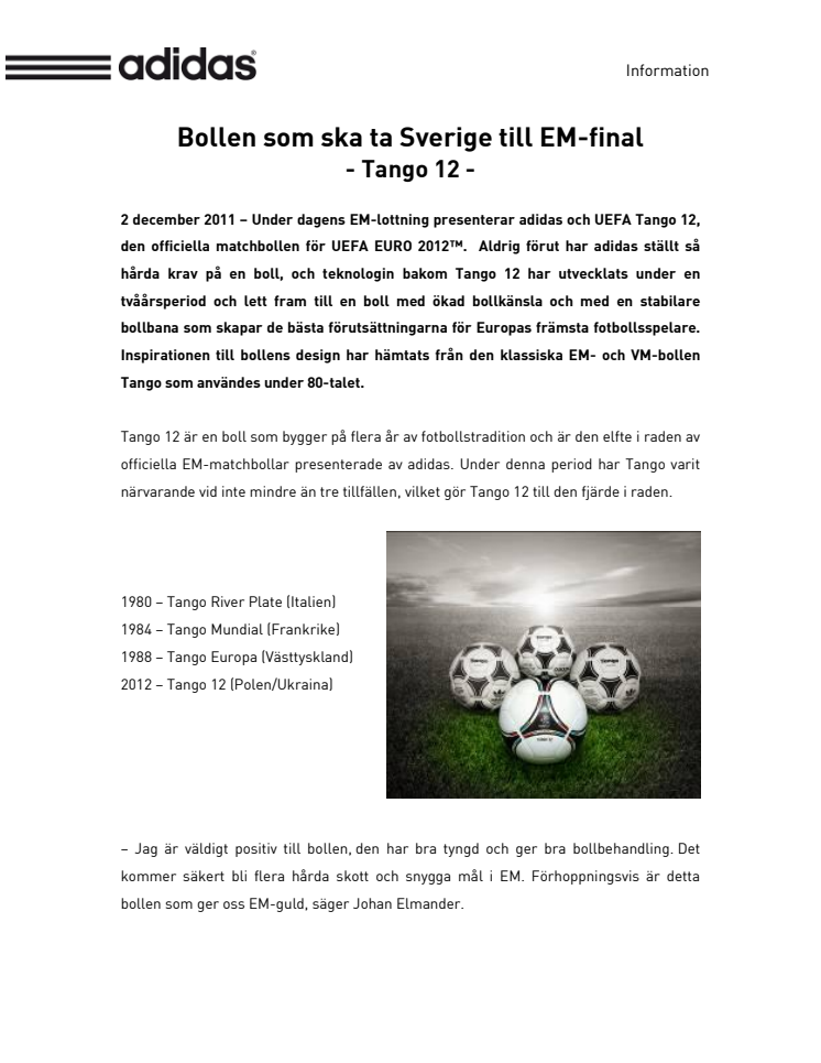 Bollen som ska ta Sverige till EM-final - adidas Tango 12