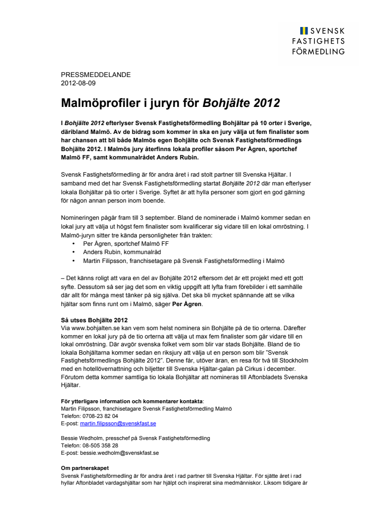 Malmöprofiler i juryn för Bohjälte 2012