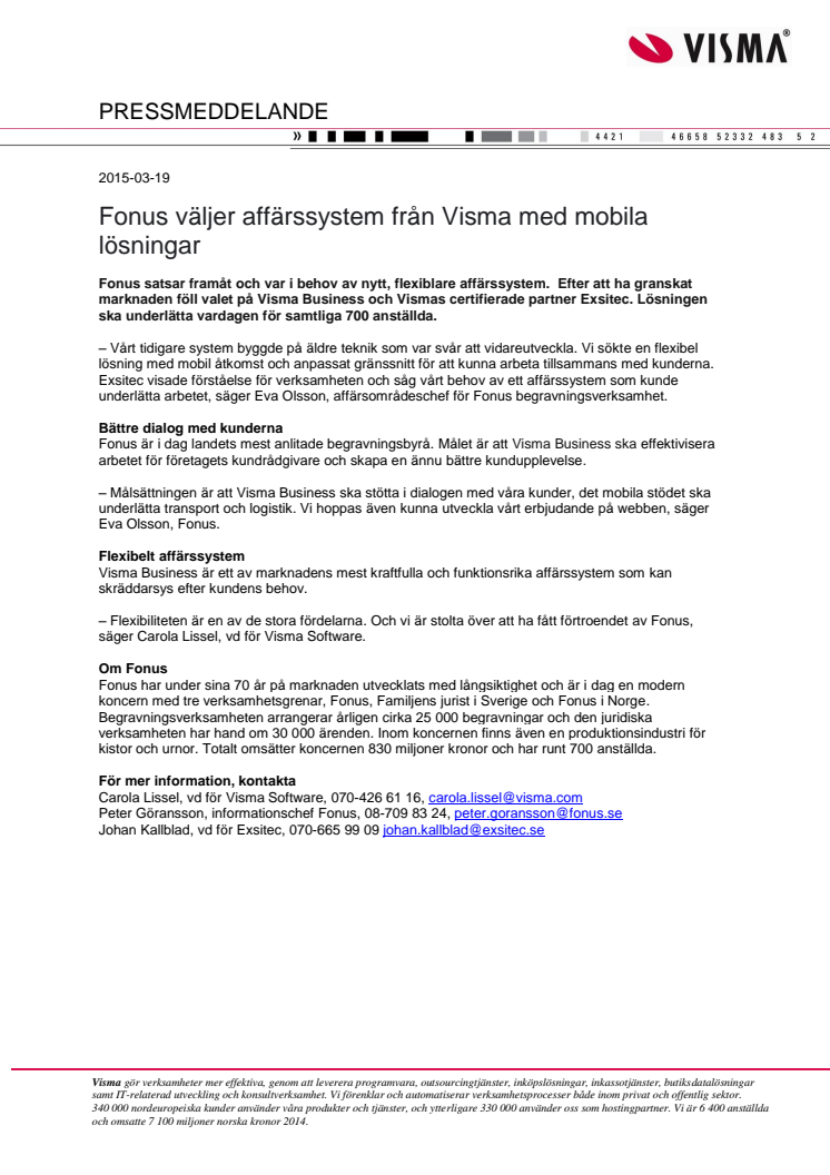 Fonus väljer affärssystem från Visma med mobila lösningar