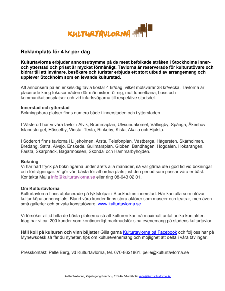 Reklamplats för 4 kr per dag